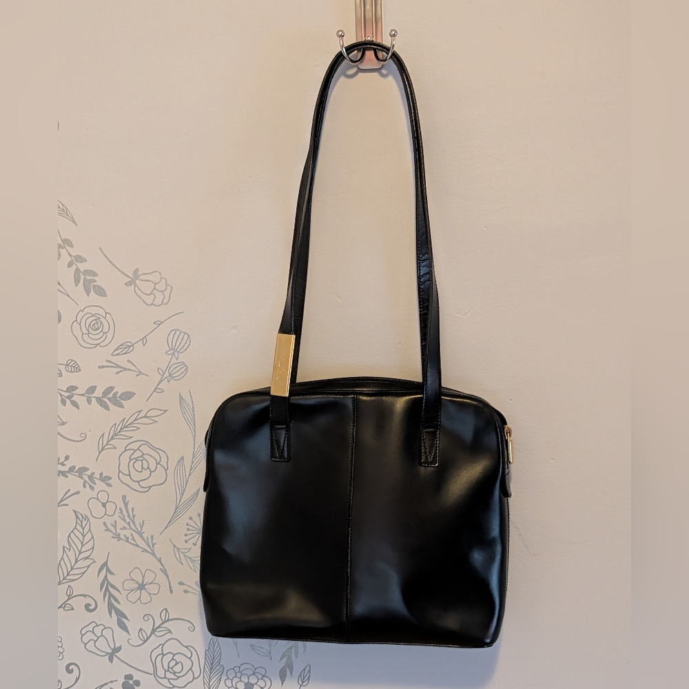 Vintage Paloma Picasso Black Leather Shoulder Bag